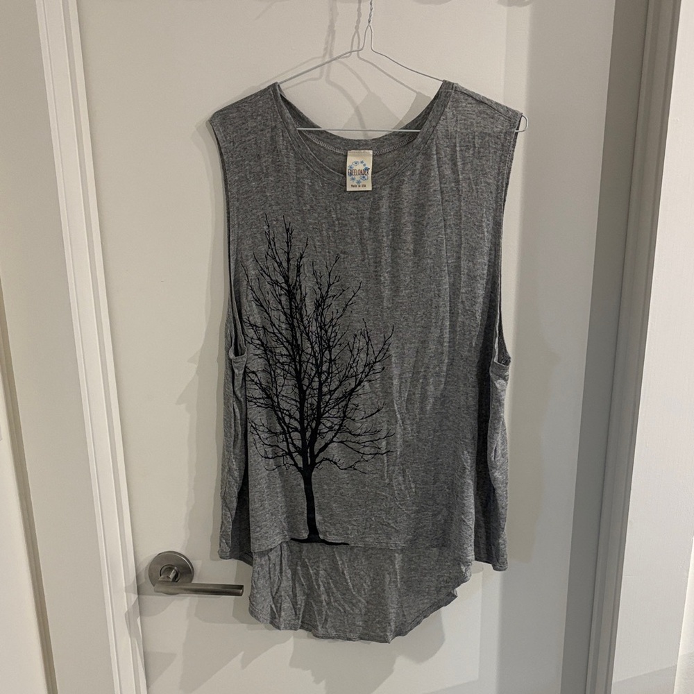 Freeloader Charcoal Sleeveless Tee with Tree Graphic